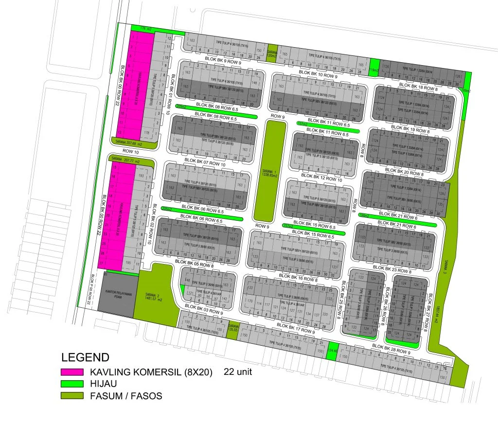 siteplan kavling tulip komersial CitraIndah City Jonggol